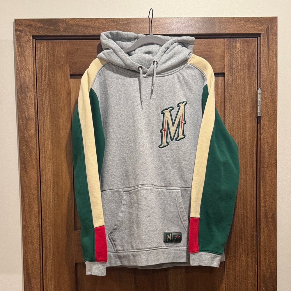 NHL Gray and Green Hoodie with Red and Cream Accents